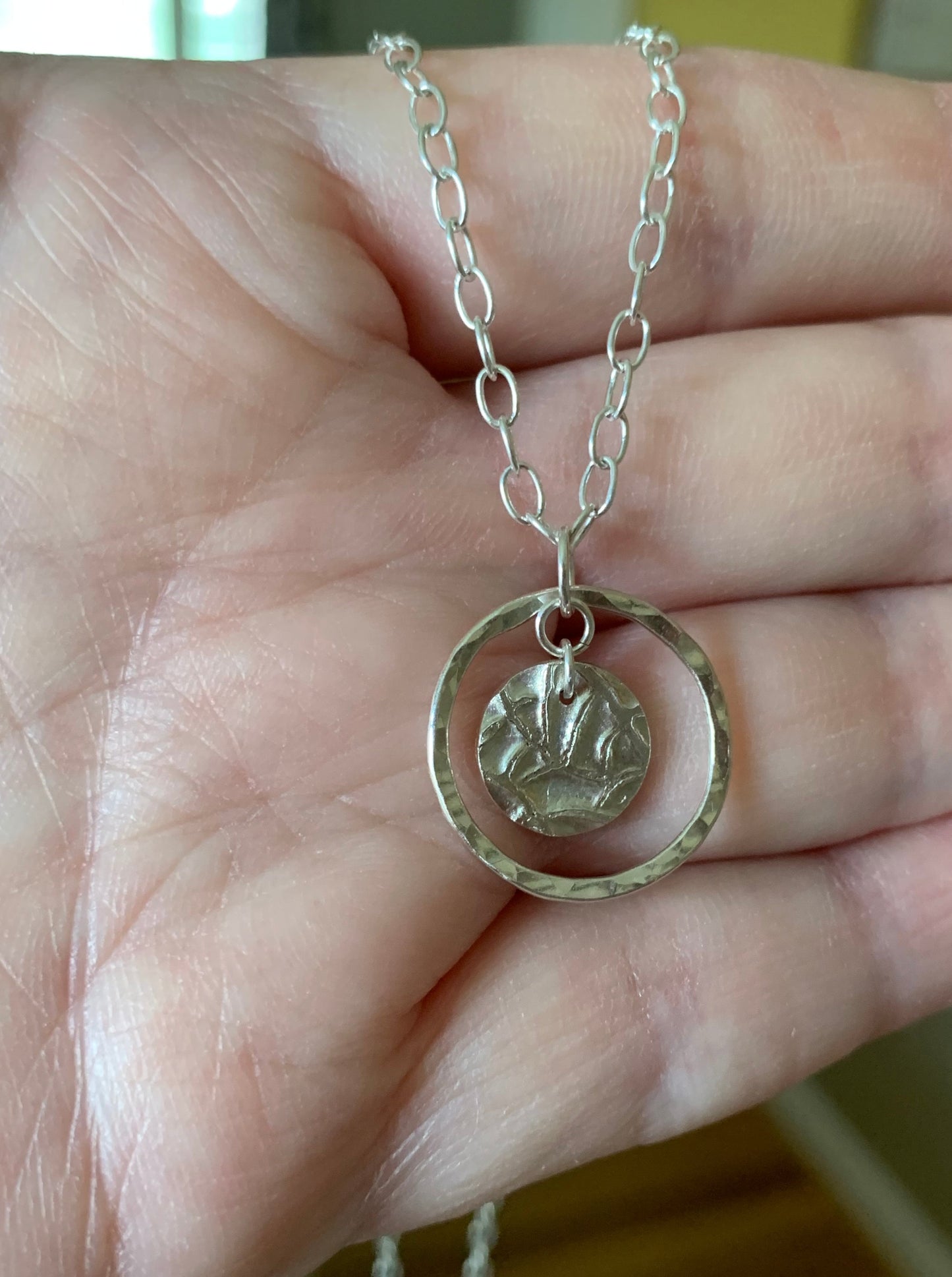 Sterling Silver Circle Drop Necklace