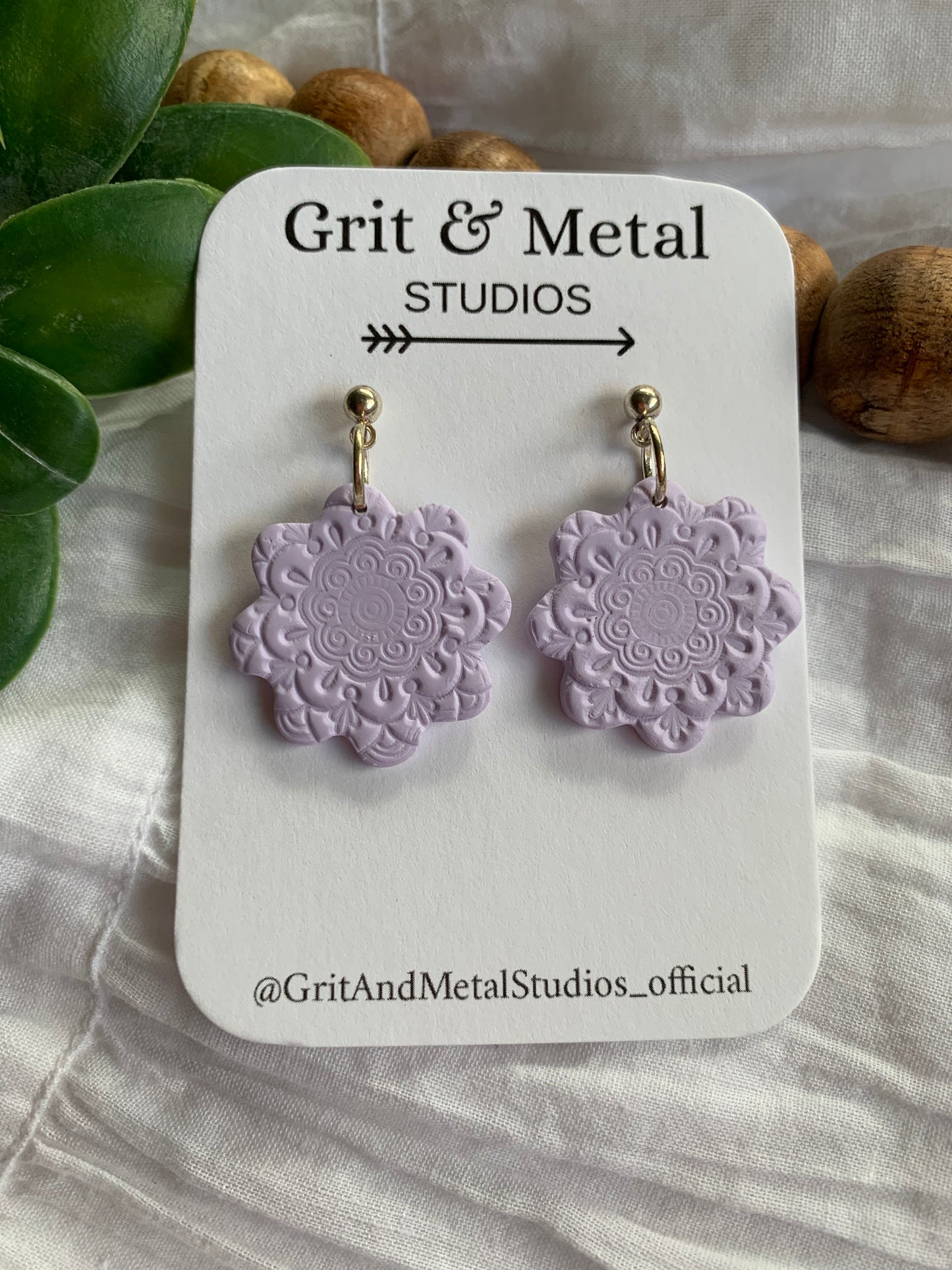 Lilac flower boho earrings